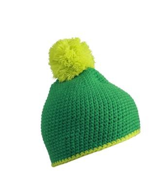 Pompon Hat with Contrast Stripe 